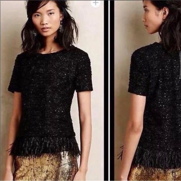 Anthropologie Deletta Boucle and Feather Top Size Medium - Picture 2 of 8